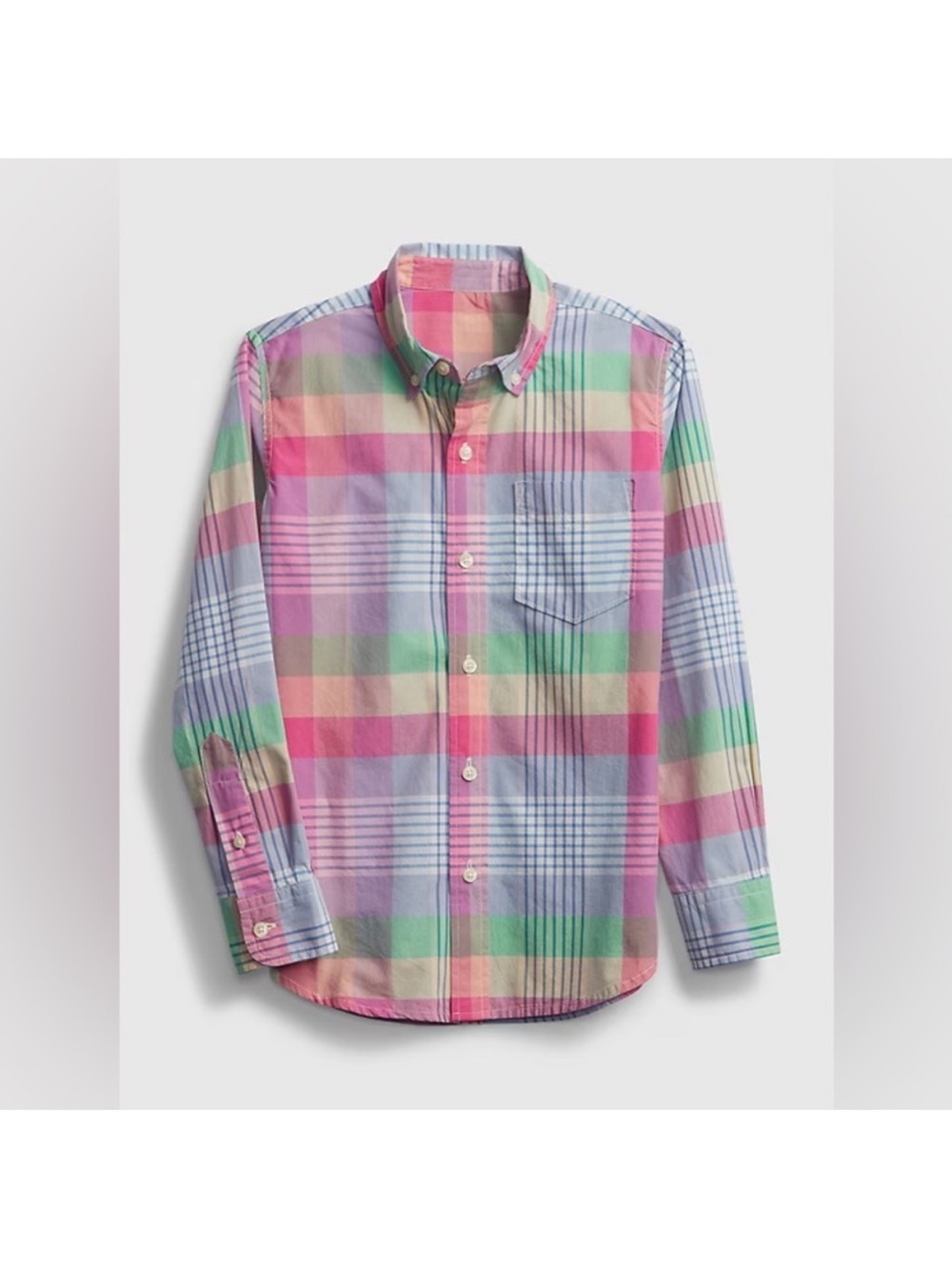GAP Multicolor Pastel Plaid Button-Down Shirt